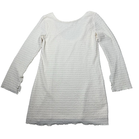 Womens Off White Boho Romantic Festival  Mini Dress Scoop Back Bell Sleeve XL - Picture 1 of 12
